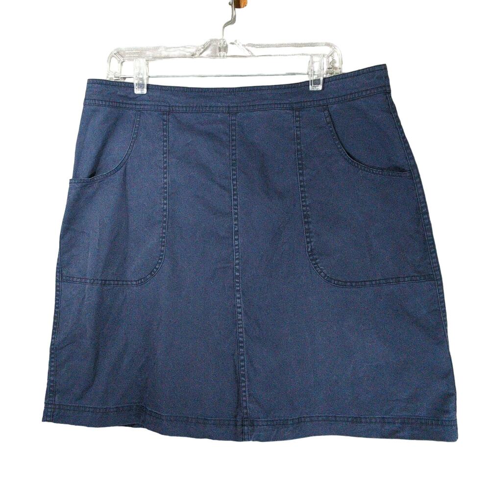 Boden‎ Skirt Womens 12 Blue Twill Zip Back Pockets Casual